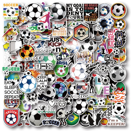 AOWDIAO 100 Pieces Soccer Stickers Vinyl Soccer Water Bottle Stickers Pack Soccer Gifts for Soccer Lovers Soccer Party Favors Soccer Decorations