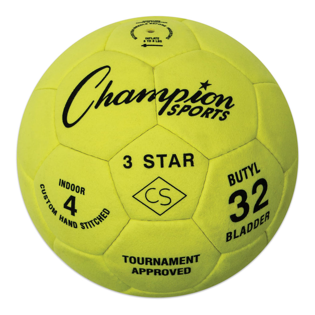 Champion Sports unisex adult (Ages 8 to 12) 3 Star Indoor Soccer Ball Size 4 Bright Yellow Size 4 US