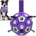 QDAN Dog Toys Soccer Ball with Straps - Dog Water Toy Puppy Birthday Gifts Durable Dog Balls for Small Medium Dogs （6 Inch）