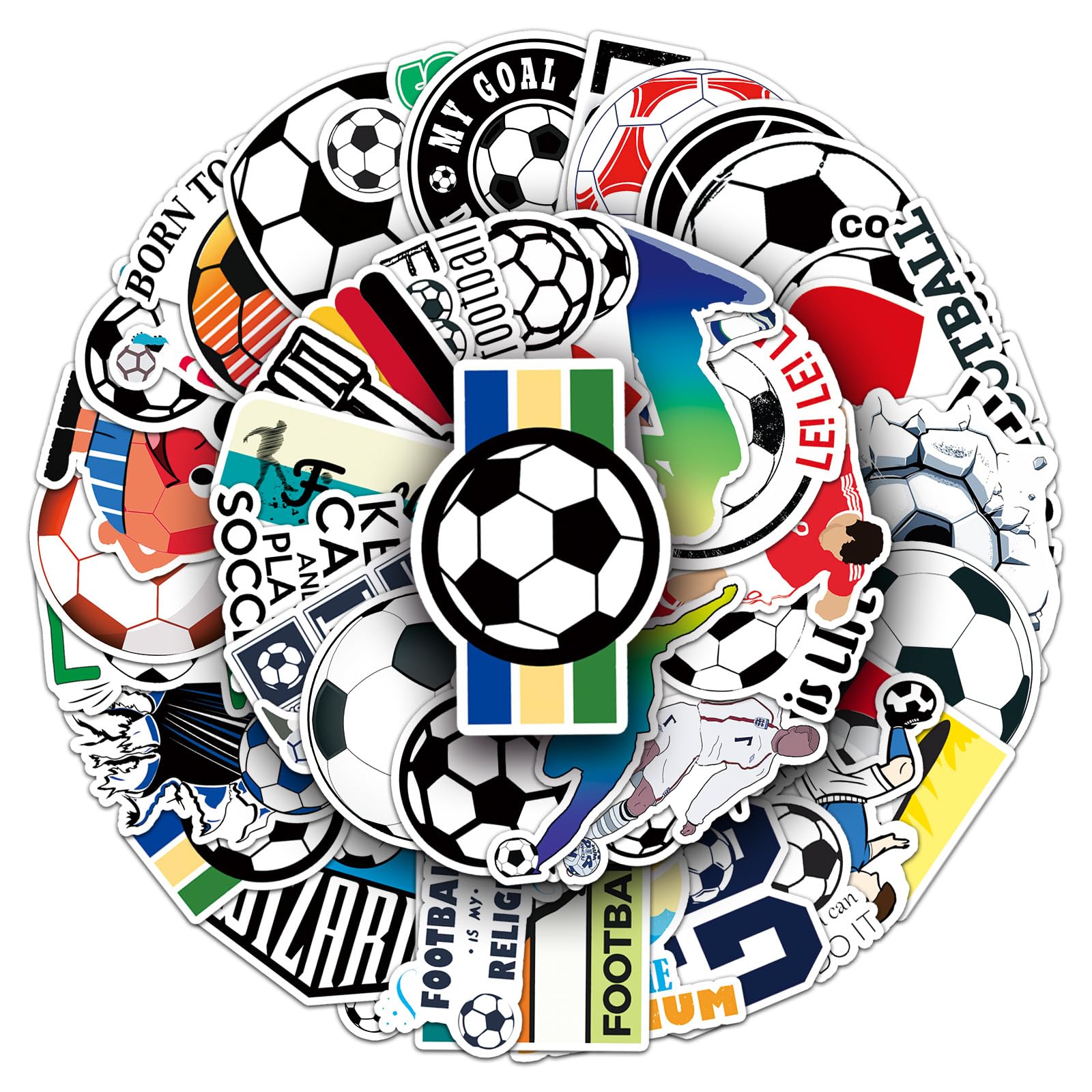 50Pcs Ball Sport Stickers Cool Basketball Baseball Football Volleyball Soccer Waterproof Vinyl Decal for Adult Teen Kids Notebook Water Bottle Laptop Luggage Phone Skateboard Helmet (Ball Game)
