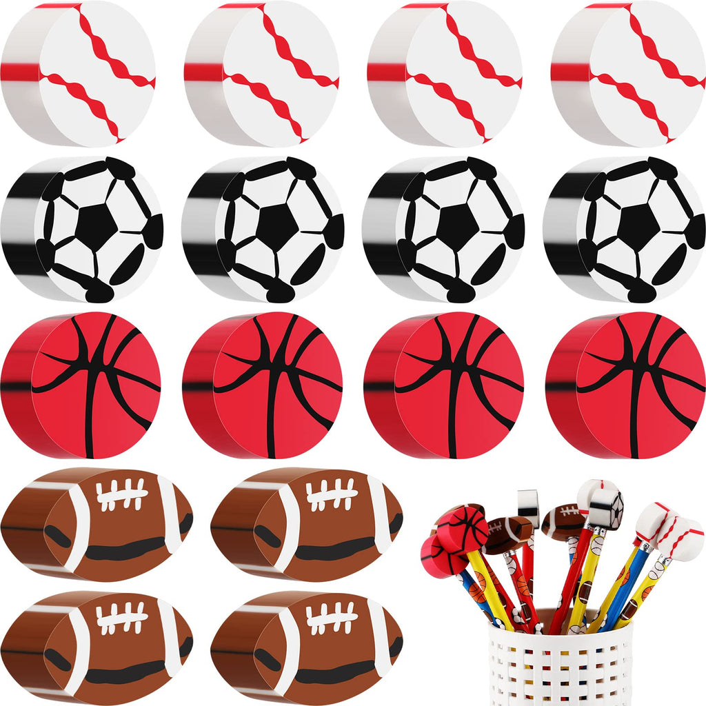 32 Pieces Sport Erasers Basketball Soccer Football Baseball Erasers Fun Erasers Kids Sports Ball Erasers for Sports Themed Birthday Party Favors Gifts Classroom Rewards Home School Supplies