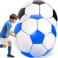 Lewtemi 2 Pcs 40 Inch Giant Inflatable Soccer Ball Large Huge Beach Balloons Football Sports Birthday Party Decoration Favors Valentines Gifts Pool Toys for Outdoor Activity Games(Black Blue)