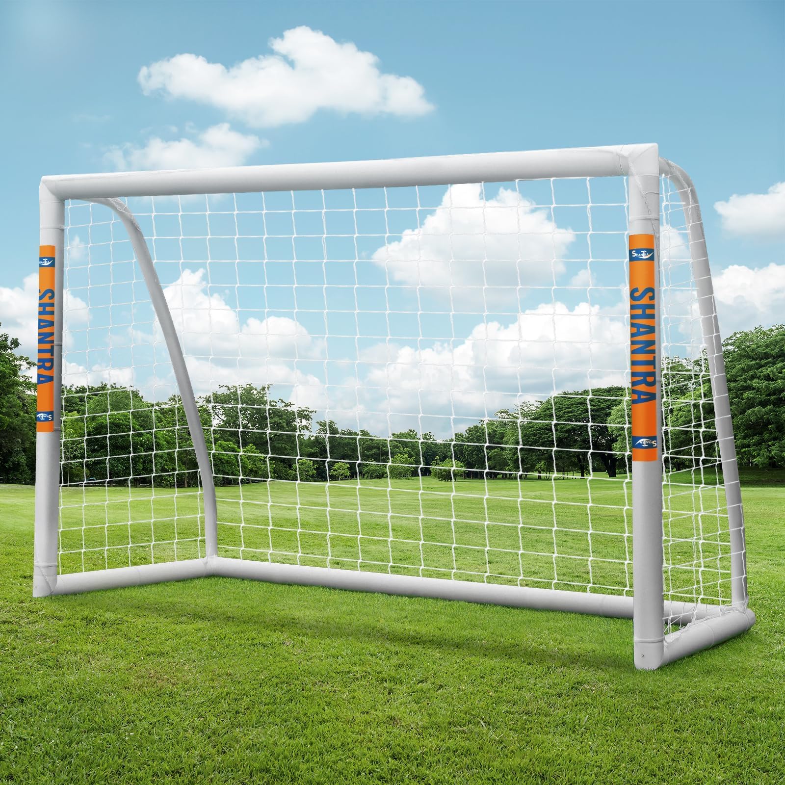 SHANTRA Soccer Goal 12x6/10x6.5/8x5/6x4FT Soccer Goals for Backyard Full Size Soccer Nets for Kids & Adults Portable Soccer Goal with 2 Soccer Nets & 1 Carry Bag Porterias De Futbol Soccer