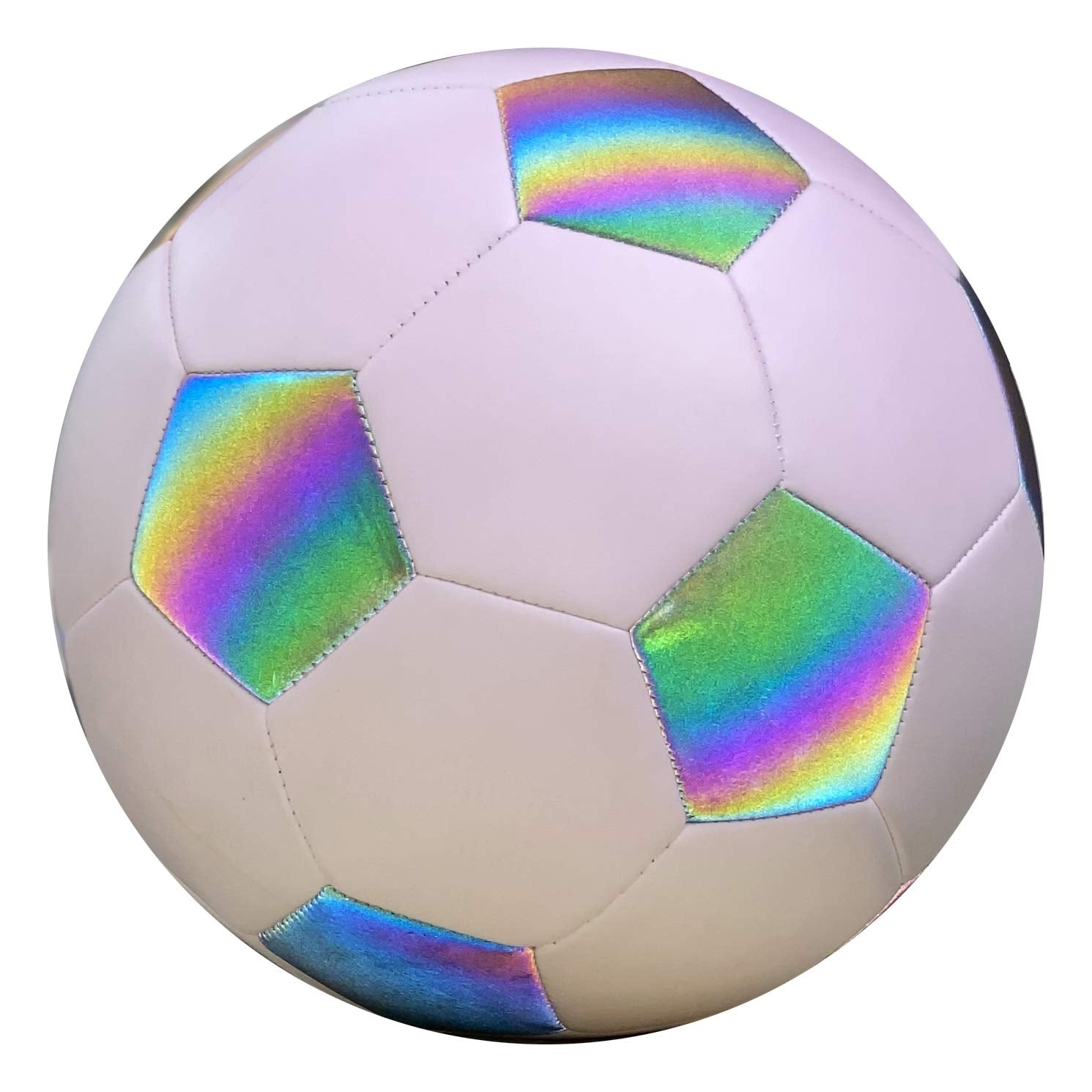 REBOIL Fantasy Soccer Ball (Size 4 Kids Youth & Pets Size 5 Adult/PRO)– Discoloration in The Sun– Flash Holographic Reflective and Leather Balls – Indoor/Outdoor (Size 4 Blue)