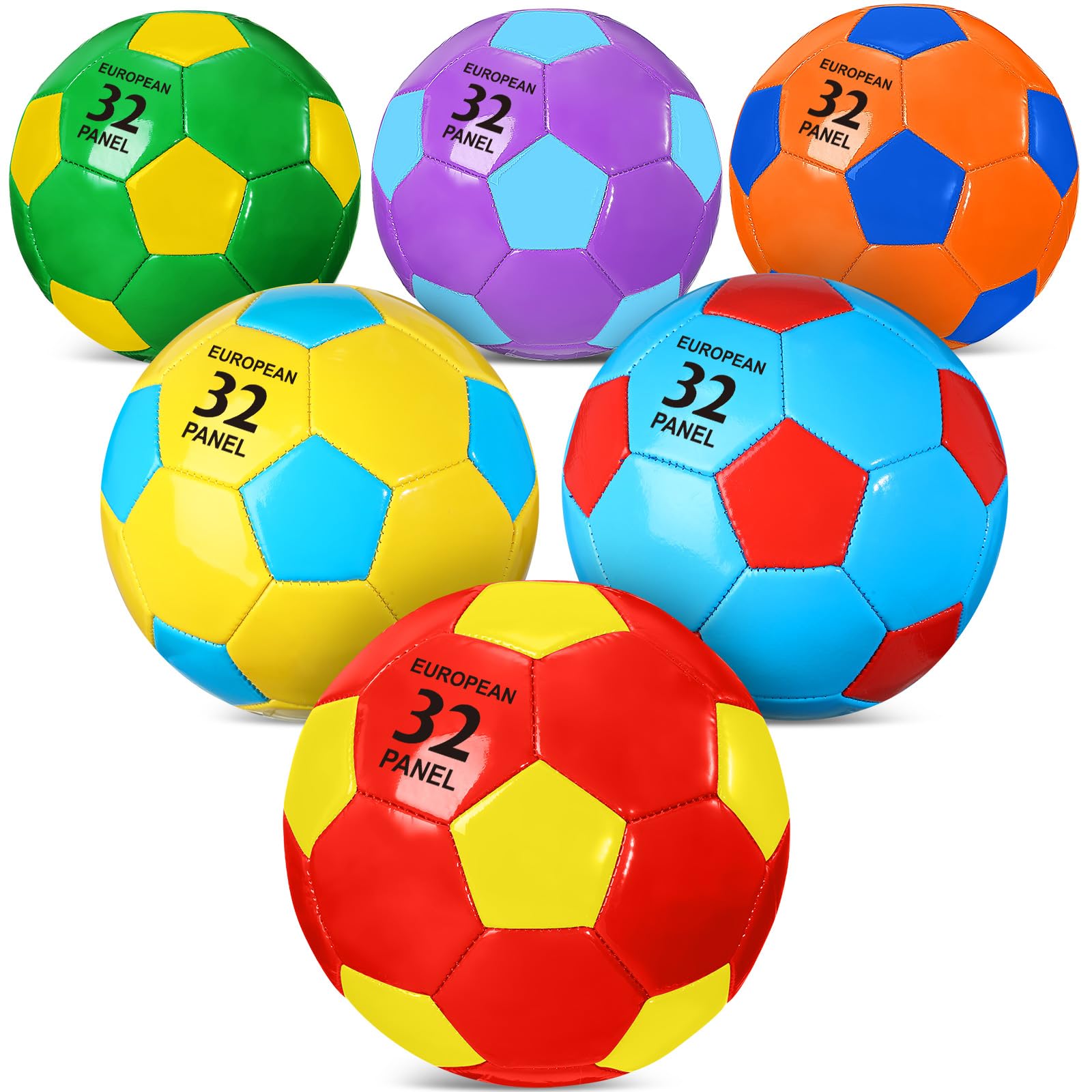 HyDren 6 Pcs Soccer Ball Size 2 Size 3 Size 4 with Pump Colorful Official Soccer Ball for Kids Youth Adult Indoor Outdoor Soft Sport Soccer Ball Gift for Training Practice Game(Bright StyleSize 3)