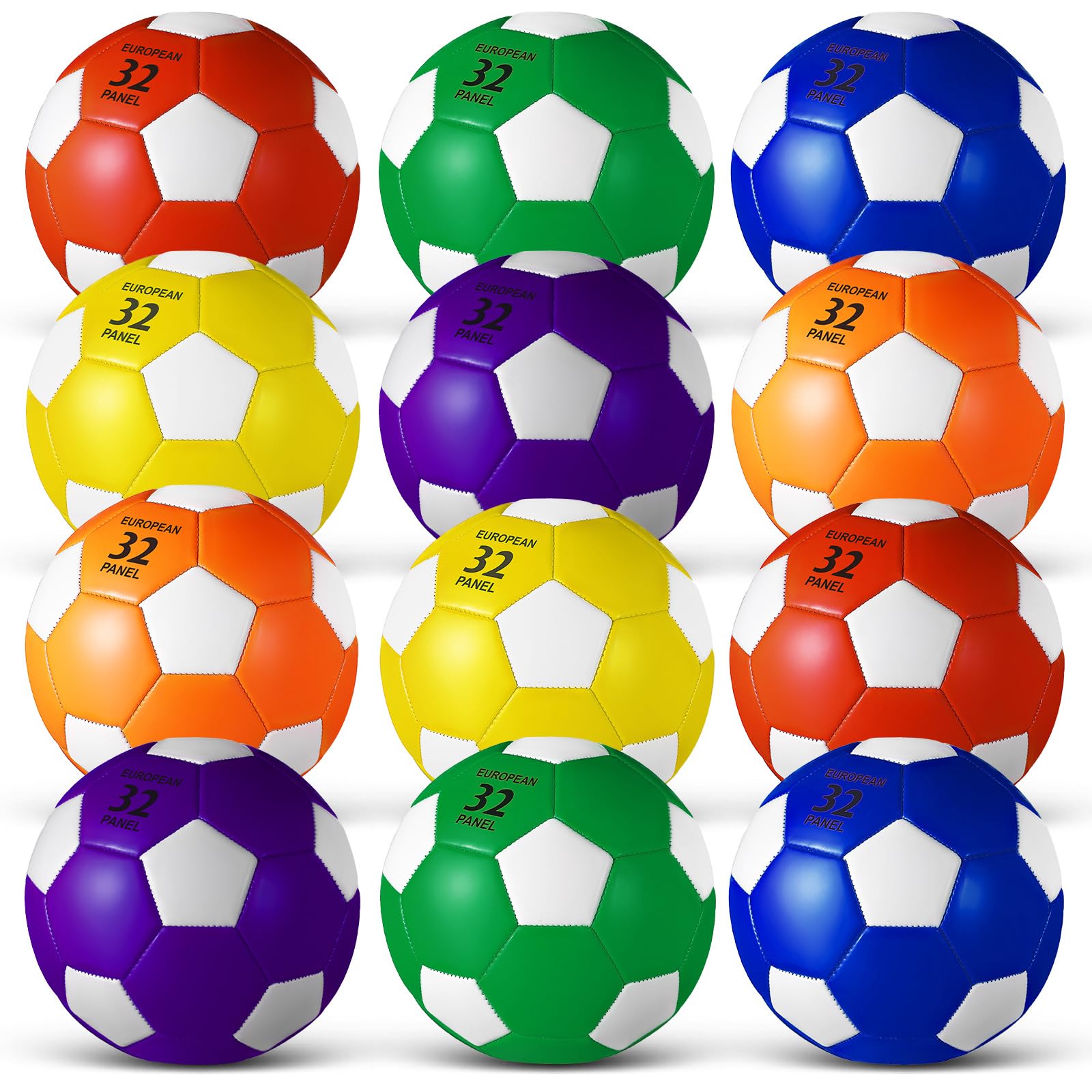 Libima 12 Pcs Soccer Balls with Pump Official Size 3/4/5 Soccer Ball Bulk for Child Adult School Sport Training Practice(Size 4Colorful)