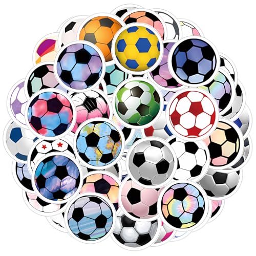 Giantree 60 Pcs Soccer Stickers Waterproof Soccer Ball Stickers Soccer Accessories Water Bottles Laptop Car Luggage Mobile Phone Skateboard Decal Decor Perfect Soccer Gifts for Girls and Teenagers