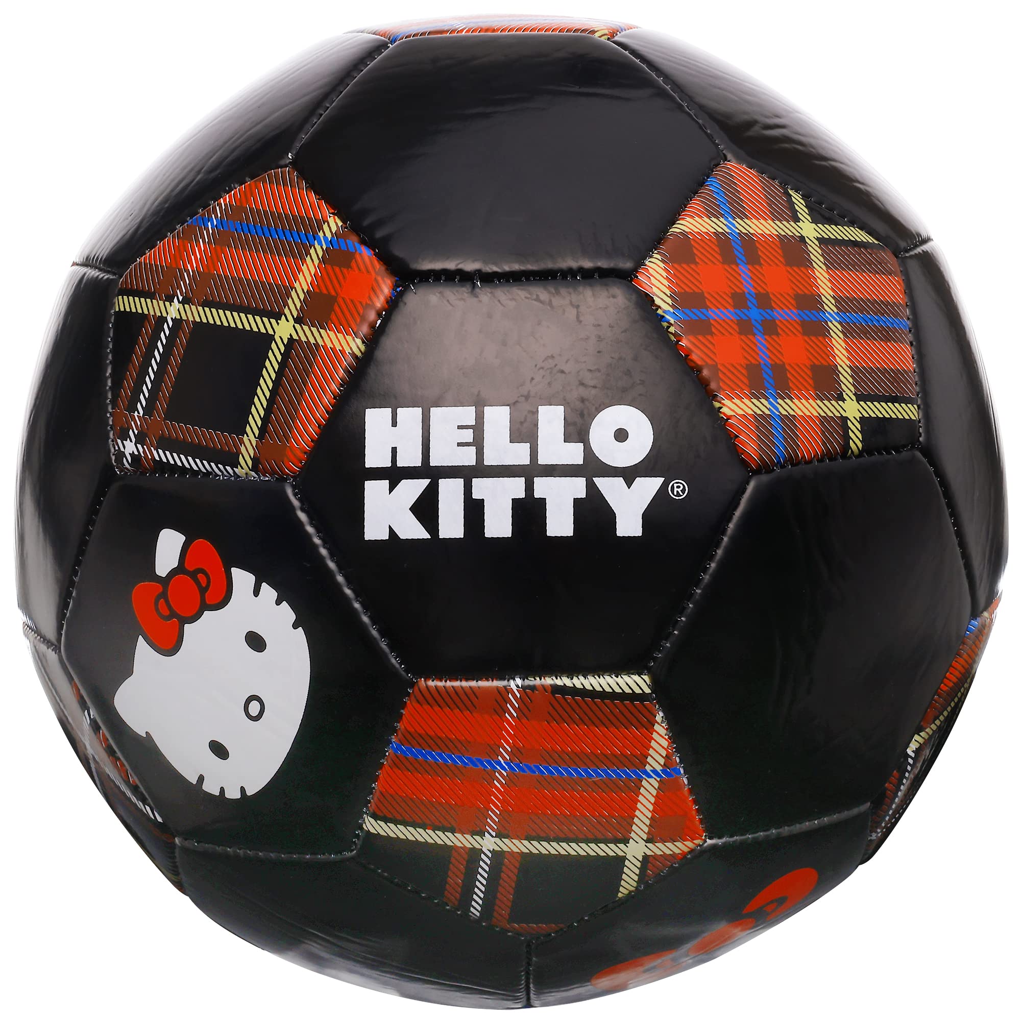 Capelli Sport Hello Kitty Soccer Ball Size 5 Tartan Plaid Design Officially Licensed Futbol for Boys and Girls Players Black