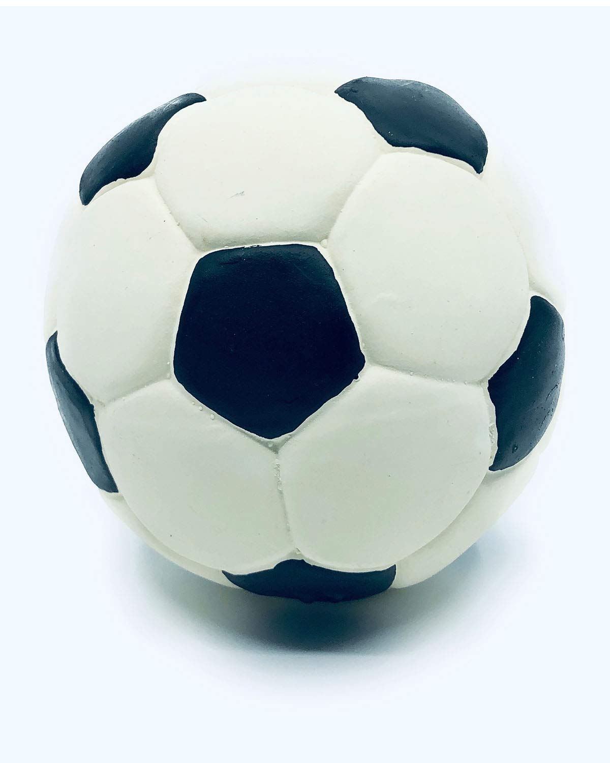 Large Soccer Ball - Soft Squeaky Dog Toy - Natural Rubber (Latex) - for Large Breed Dogs & Senior Dogs - 5" Diameter - Free from Harmful Chemicals