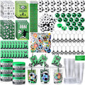 Colarr 195 Pcs Soccer Birthday Gifts Party Favors Gift Cups Pencils Mini Book Keychains Wristbands Stickers Thank You Cards Eraser Sharpener Mini Ball for Basketball Football Soccer Party