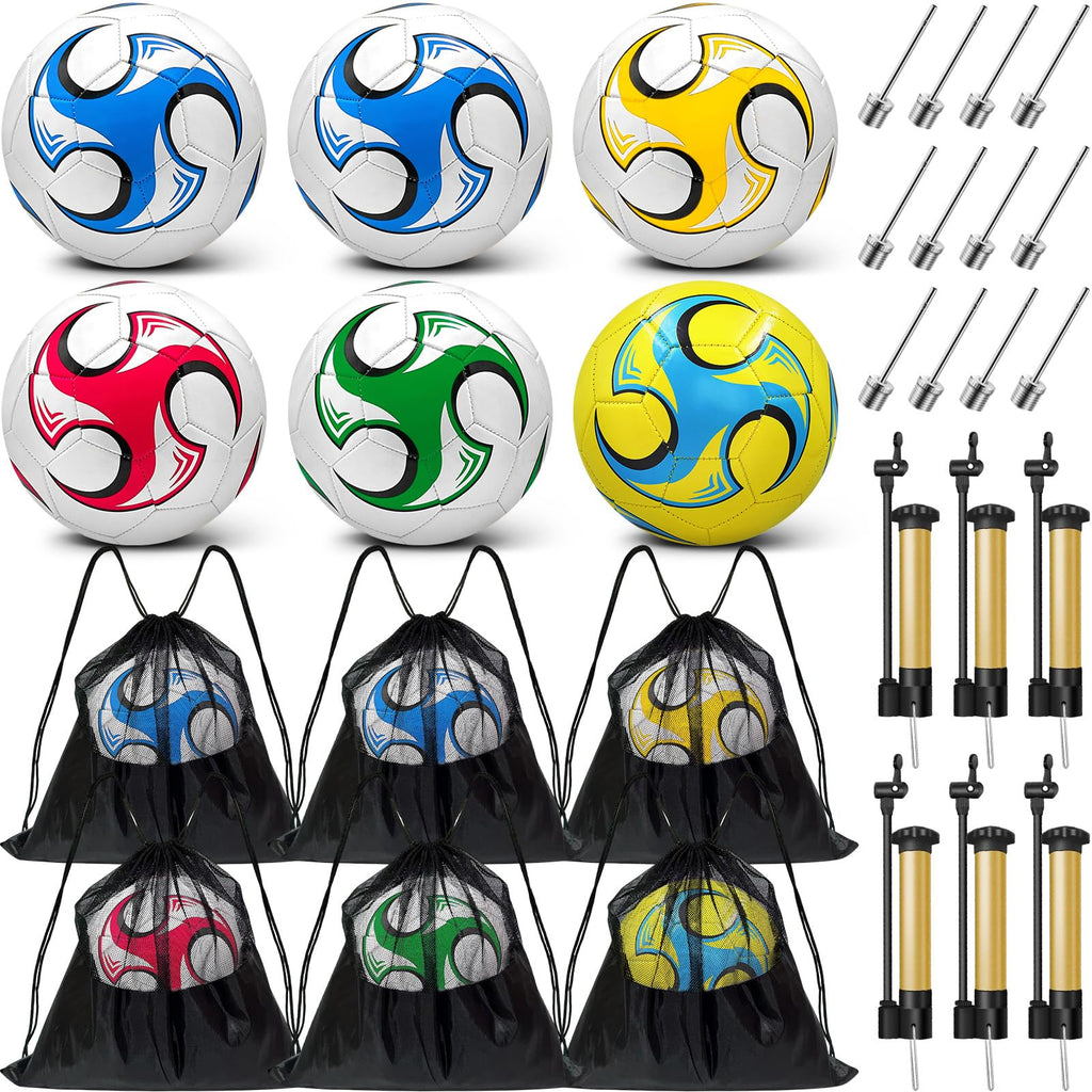 yasuwekik 6 Pack Operation Christmas Deflated Soccer Ball with Pump for ChildItems Bulk Deals Soccer BallsClassic Soccer Balls Size 5 with Mesh Sport Bag Pump Needle (Size 5 Stylish)