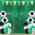 55Pcs Soccer Party Decorations Streamers Balloons Soccer Photo Props Soccer Party Backdrop 3.3x6.6 Ft Soccer Foil Fringe Curtain for Soccer Hame Day Soccer Themed Birthday(Green White Soccer)