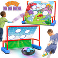 2-in-1 Moving Kick Toss Games for Kids Ages 3-12 Light Up Hover Soccer Ball with Animal Bean Bag Toss Indoor Outdoor Birthday Toys for 3 4 5 6 7 8 9 10 11 12 Year Old Boys Girls
