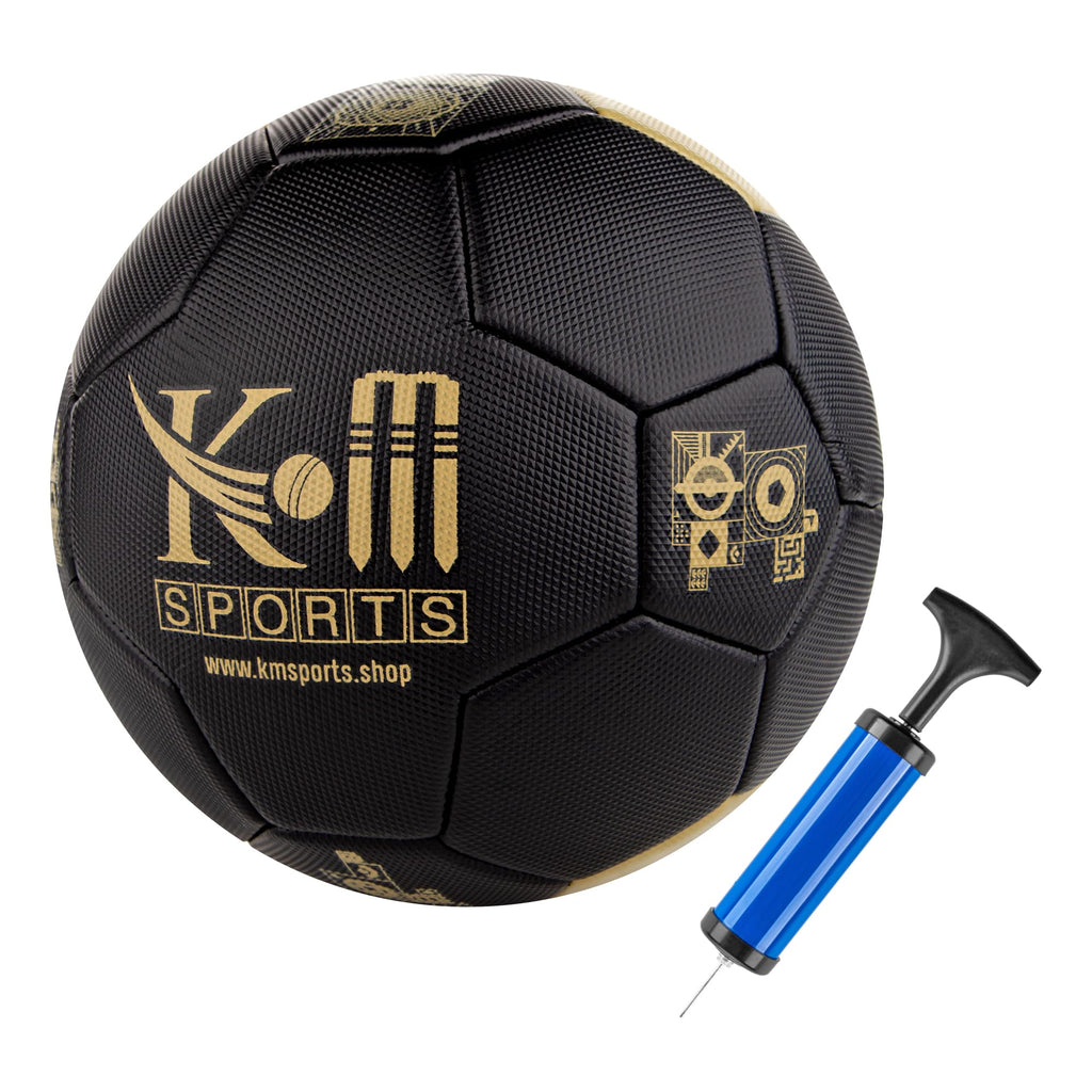 KM SPORTS Soccer Ball Size 2345 with Pump Needle Classic Suitable for Youth Boy League Game Training Practice -Hand Stitched Leather Professional Training & Match Football Ball Unisex Balls