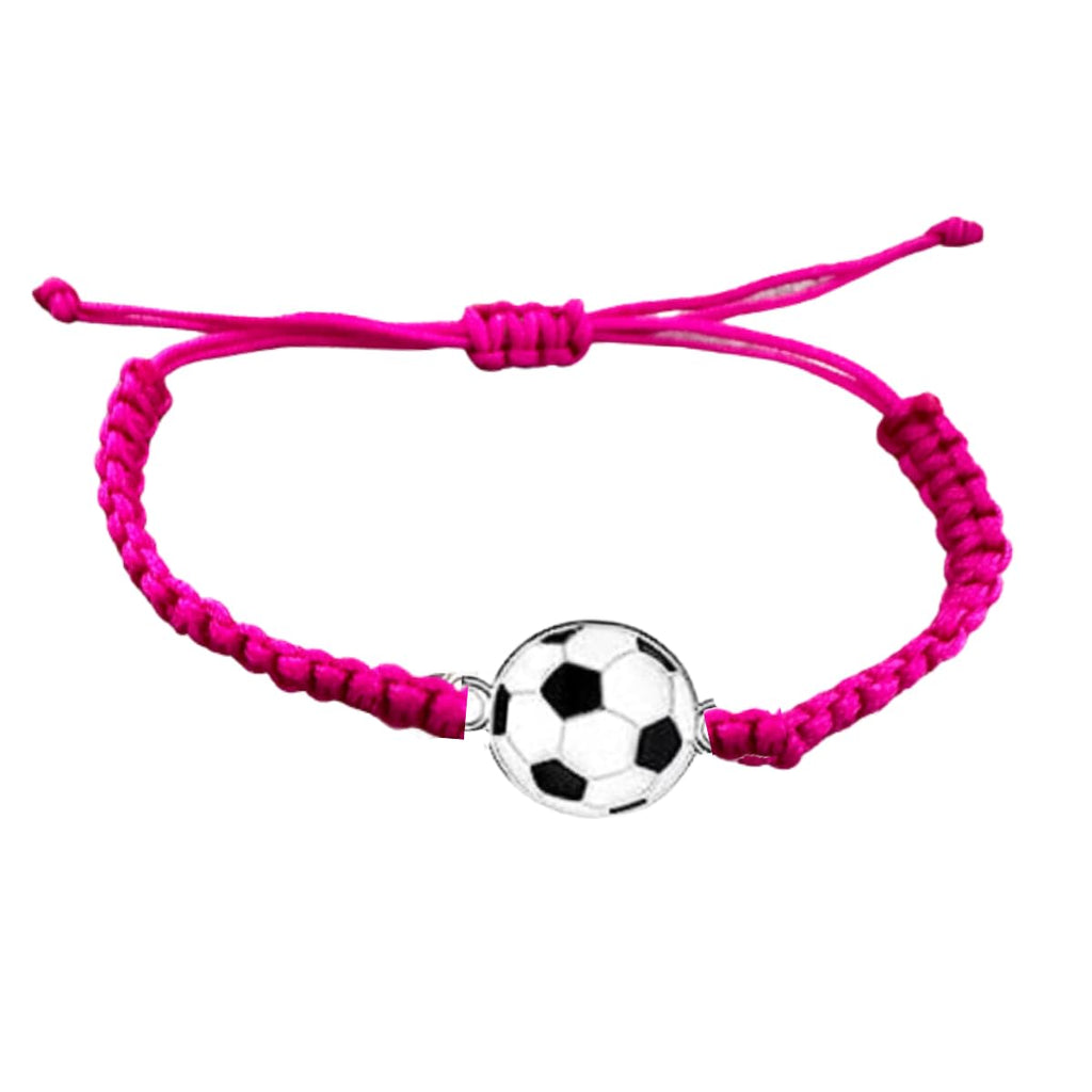 Soccer Bracelet Soccer Jewelry Adjustable Unisex Soccer Paracord Bracelets - Soccer Gift (Hot Pink)