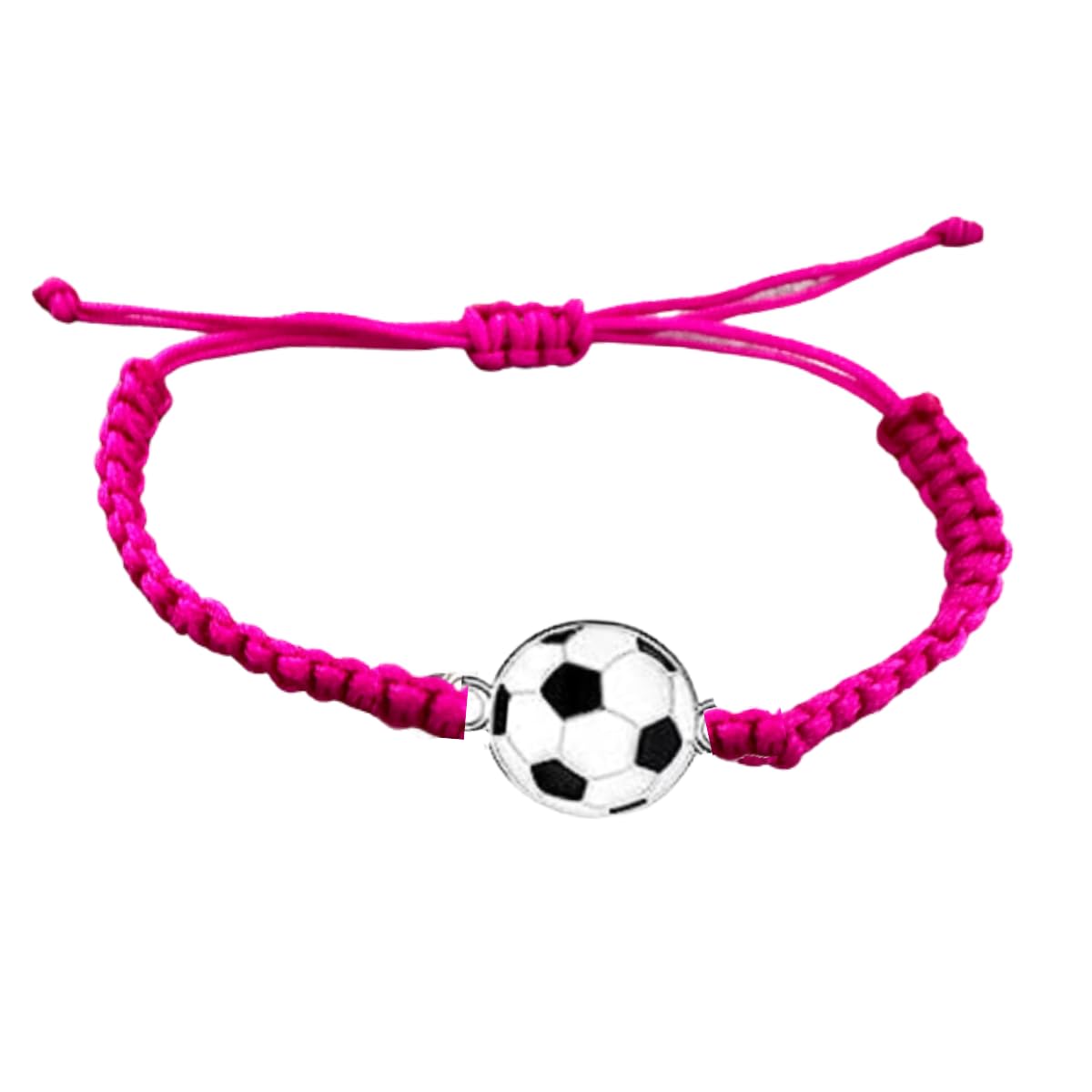 Soccer Bracelet Soccer Jewelry Adjustable Unisex Soccer Paracord Bracelets - Soccer Gift (Hot Pink)