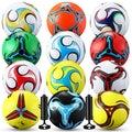 Lunmon 12 Pcs Soccer Ball Bulk with 2 Pumps Deflated Soccer Balls Football for Teens Adults Player Indoor Outdoor Sports Game Training Back to School Gift(Size 4Whirlwind Style)